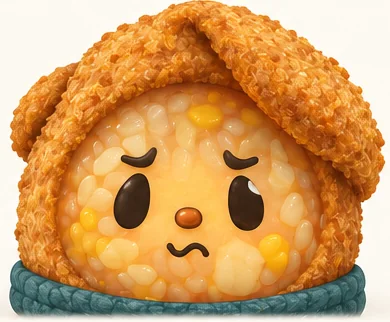 감정이 고조된 모로. 몸 안의 옥수수 알갱이가 노랗게 빛난다.